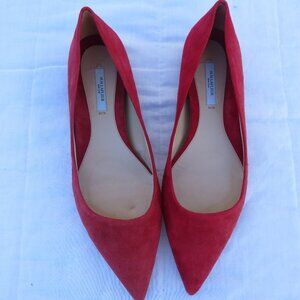 Women's M.M. Lafleur Rowan Flat Suede Cherry Red Size 9.